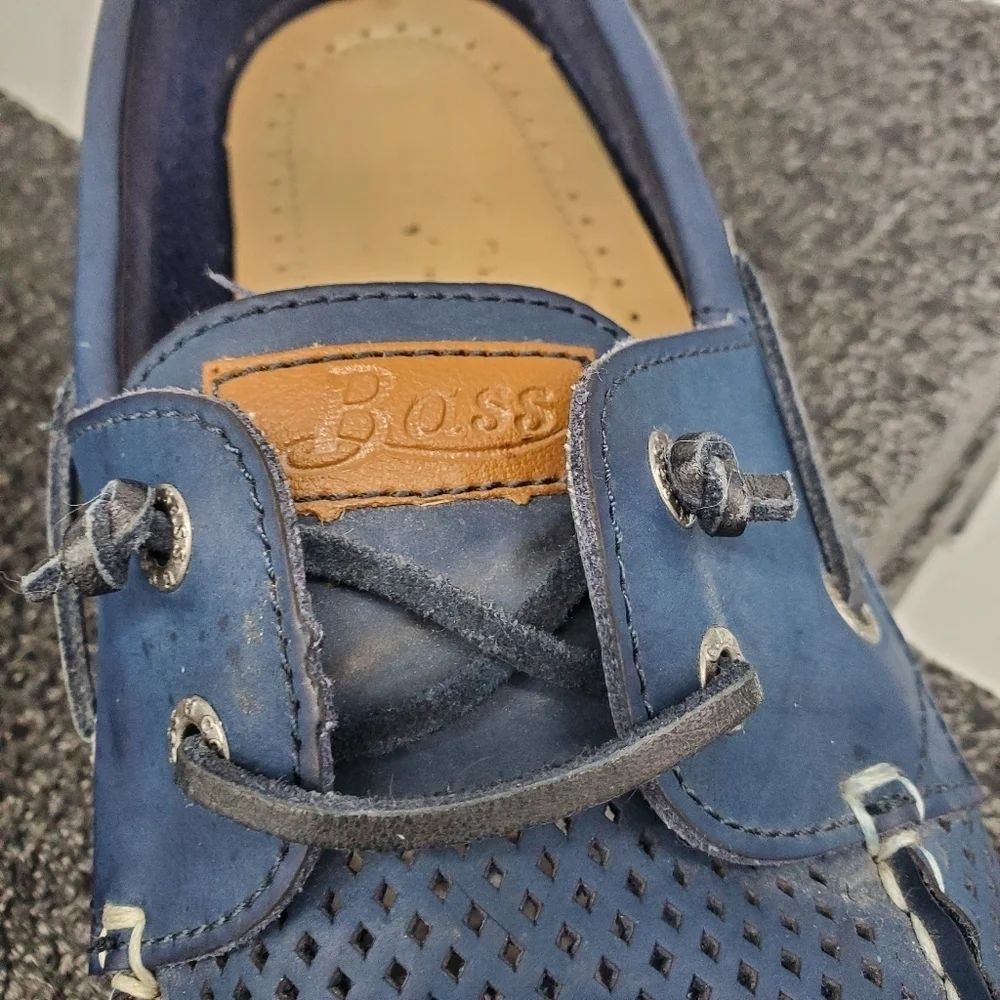 Bass Boat Shoes Men 11M Harbor Blue Perforated Slip On